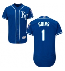 Men's Majestic Kansas City Royals #1 Ryan Goins Royal Blue Alternate Flex Base Authentic Collection MLB Jersey