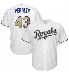 Youth Majestic Kansas City Royals #43 Wily Peralta Authentic White Home Cool Base MLB Jersey