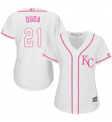 Women's Majestic Kansas City Royals #21 Lucas Duda Authentic White Fashion Cool Base MLB Jersey