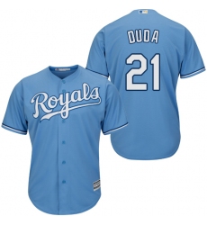 Youth Majestic Kansas City Royals #21 Lucas Duda Authentic Light Blue Alternate 1 Cool Base MLB Jersey