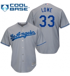Men's Majestic Los Angeles Dodgers #33 Mark Lowe Replica Grey Road Cool Base MLB Jersey