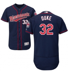 Men's Majestic Minnesota Twins #32 Zach Duke Navy Blue Alternate Flex Base Authentic Collection MLB Jersey