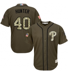Youth Majestic Philadelphia Phillies #40 Tommy Hunter Replica Green Salute to Service MLB Jersey