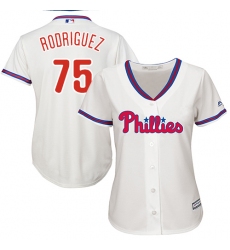 Women's Majestic Philadelphia Phillies #75 Francisco Rodriguez Replica Cream Alternate Cool Base MLB Jersey