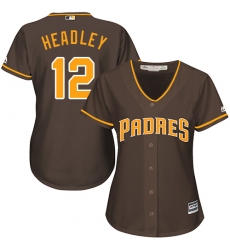Women's Majestic San Diego Padres #12 Chase Headley Replica Brown Alternate Cool Base MLB Jersey