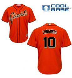 Youth Majestic San Francisco Giants #10 Evan Longoria Authentic Orange Alternate Cool Base MLB Jersey
