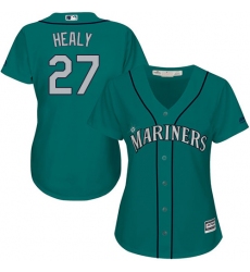 Women's Majestic Seattle Mariners #27 Ryon Healy Replica Teal Green Alternate Cool Base MLB Jersey