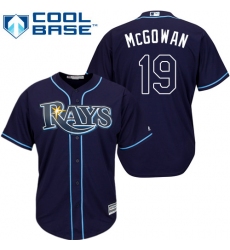 Youth Majestic Tampa Bay Rays #19 Dustin McGowan Authentic Navy Blue Alternate Cool Base MLB Jersey