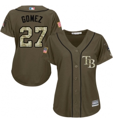 Women's Majestic Tampa Bay Rays #27 Carlos Gomez Replica Green Salute to Service MLB Jersey