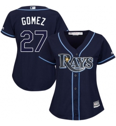 Women's Majestic Tampa Bay Rays #27 Carlos Gomez Replica Navy Blue Alternate Cool Base MLB Jersey
