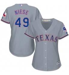 Women's Majestic Texas Rangers #49 Jon Niese Replica Grey Road Cool Base MLB Jersey