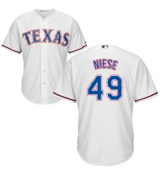 Youth Majestic Texas Rangers #49 Jon Niese Authentic White Home Cool Base MLB Jersey