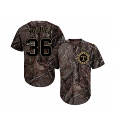 Men's Texas Rangers #36 Edinson Volquez Authentic Camo Realtree Collection Flex Base Baseball Jersey