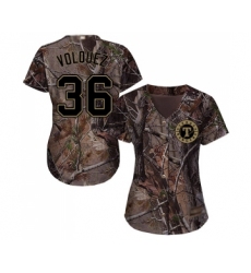 Women's Texas Rangers #36 Edinson Volquez Authentic Camo Realtree Collection Flex Base Baseball Jersey
