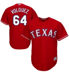 Youth Majestic Texas Rangers #64 Edinson Volquez Replica Red Alternate Cool Base MLB Jersey