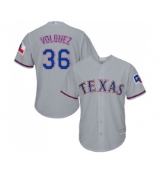 Youth Texas Rangers #36 Edinson Volquez Replica Grey Road Cool Base Baseball Jersey
