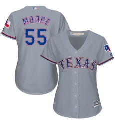Women's Majestic Texas Rangers #55 Matt Moore Replica Grey Road Cool Base MLB Jersey