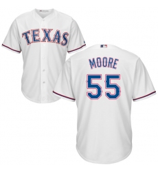 Youth Majestic Texas Rangers #55 Matt Moore Replica White Home Cool Base MLB Jersey