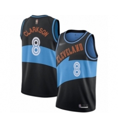 Men's Cleveland Cavaliers #8 Jordan Clarkson Authentic Black Hardwood Classics Finished Basketball Jersey