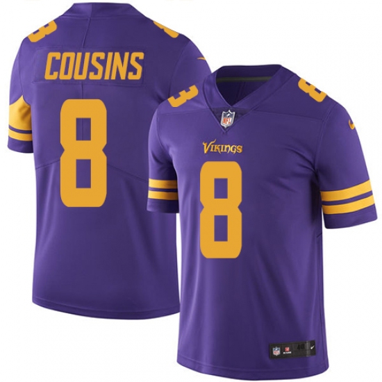 Men's Nike Minnesota Vikings #8 Kirk Cousins Limited Purple Rush Vapor ...