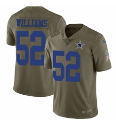 Men's Nike Dallas Cowboys #52 Connor Williams Limited Olive 2017 Salute to Service NFL Jersey