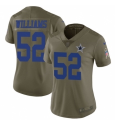 Women's Nike Dallas Cowboys #52 Connor Williams Limited Olive 2017 Salute to Service NFL Jersey