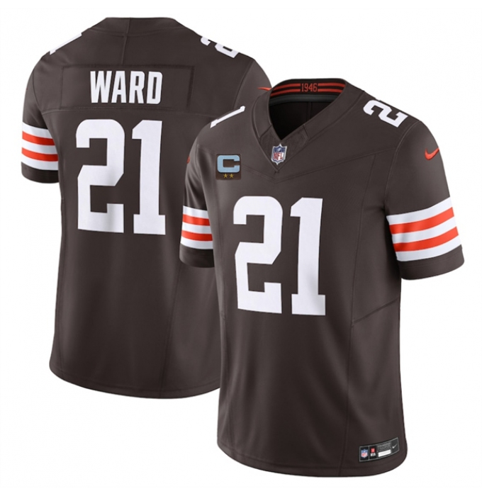 Men's Cleveland Browns #21 Denzel Ward Brown 2025 F.U.S.E. With 2-Star C Vapor Limited Stitched Football Jersey