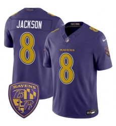 Men's Baltimore Ravens #8 Lamar Jackson Purple 2026 F.U.S.E. Alternate Vapor Limited Football Stitched Jersey
