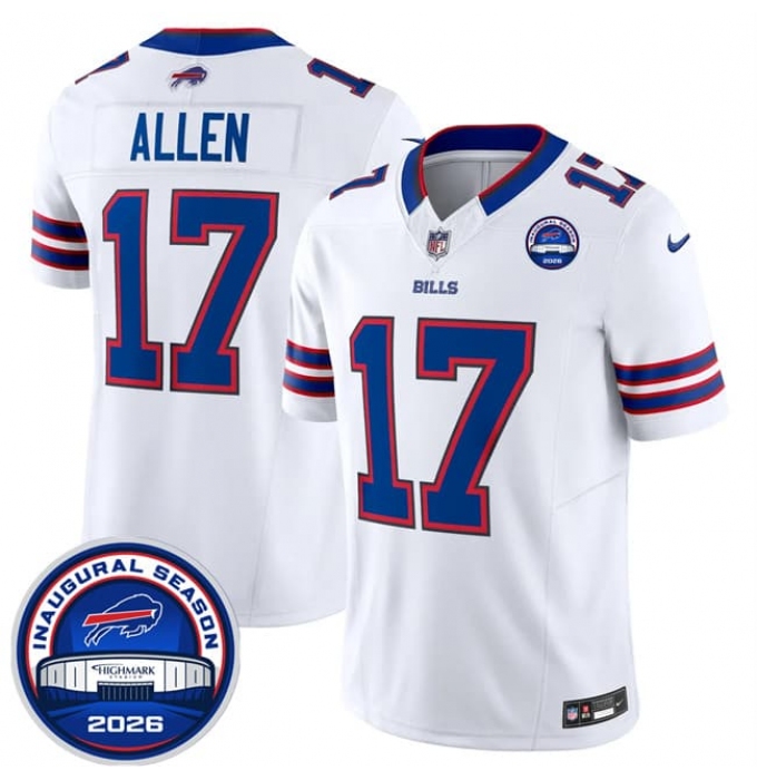 Men's Buffalo Bills #17 Josh Allen White F.U.S.E. 2026 Inaugural Season at Highmark Stadium Football Stitched Jersey