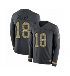 Men's Nike Atlanta Falcons #18 Calvin Ridley Limited Black Salute to Service Therma Long Sleeve NFL Jersey