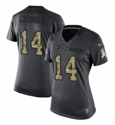 Women's Nike New York Jets #14 Sam Darnold Limited Black 2016 Salute to Service NFL Jersey