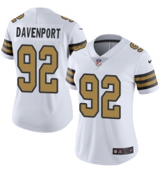 Women's Nike New Orleans Saints #92 Marcus Davenport White Stitched NFL Limited Rush Jersey