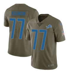 Men's Nike Detroit Lions #77 Frank Ragnow Limited Olive 2017 Salute to Service NFL Jersey