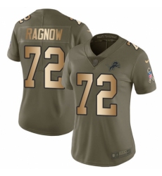 Women's Nike Detroit Lions #72 Frank Ragnow Limited Olive/Gold Salute to Service NFL Jersey