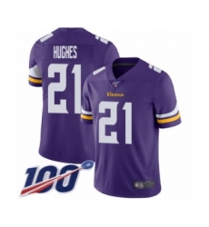Men's Minnesota Vikings #21 Mike Hughes Purple Team Color Vapor Untouchable Limited Player 100th Season Football Jersey