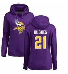 NFL Women's Nike Minnesota Vikings #21 Mike Hughes Purple Name & Number Logo Pullover Hoodie