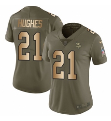 Women's Nike Minnesota Vikings #21 Mike Hughes Limited Olive Gold 2017 Salute to Service NFL Jersey