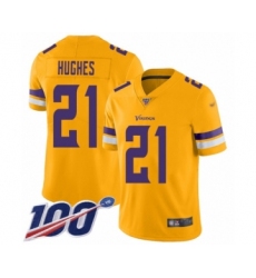Youth Minnesota Vikings #21 Mike Hughes Limited Gold Inverted Legend 100th Season Football Jersey