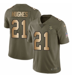 Youth Nike Minnesota Vikings #21 Mike Hughes Limited Olive Gold 2017 Salute to Service NFL Jersey
