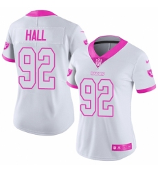 Women's Nike Oakland Raiders #92 P.J. Hall Limited White/Pink Rush Fashion NFL Jersey