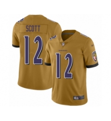Youth Baltimore Ravens #12 Jaleel Scott Limited Gold Inverted Legend Football Jersey
