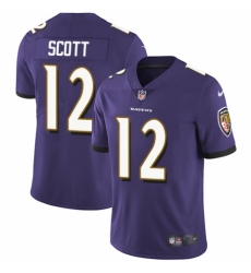 Youth Nike Baltimore Ravens #12 Jaleel Scott Purple Team Color Vapor Untouchable Limited Player NFL Jersey