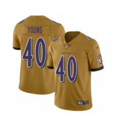Men's Baltimore Ravens #40 Kenny Young Limited Gold Inverted Legend Football Jersey