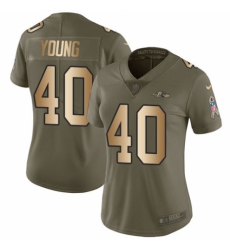 Women's Nike Baltimore Ravens #40 Kenny Young Limited Olive/Gold Salute to Service NFL Jersey