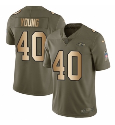 Youth Nike Baltimore Ravens #40 Kenny Young Limited Olive/Gold Salute to Service NFL Jersey
