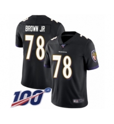 Men's Baltimore Ravens #78 Orlando Brown Jr. Black Alternate Vapor Untouchable Limited Player 100th Season Football Jersey