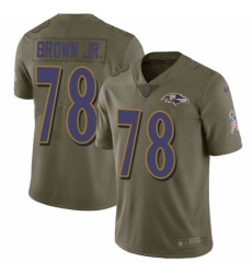 Men's Nike Baltimore Ravens #78 Orlando Brown Jr. Limited Olive 2017 Salute to Service NFL Jersey
