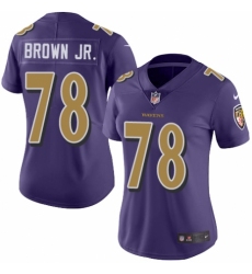 Women's Nike Baltimore Ravens #78 Orlando Brown Jr. Limited Purple Rush Vapor Untouchable NFL Jersey