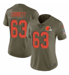 Women's Nike Cleveland Browns #63 Austin Corbett Limited Olive 2017 Salute to Service NFL Jersey