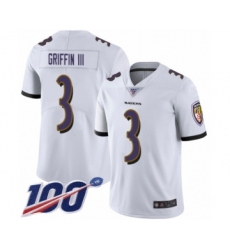 Men's Baltimore Ravens #3 Robert Griffin III White Vapor Untouchable Limited Player 100th Season Football Jersey